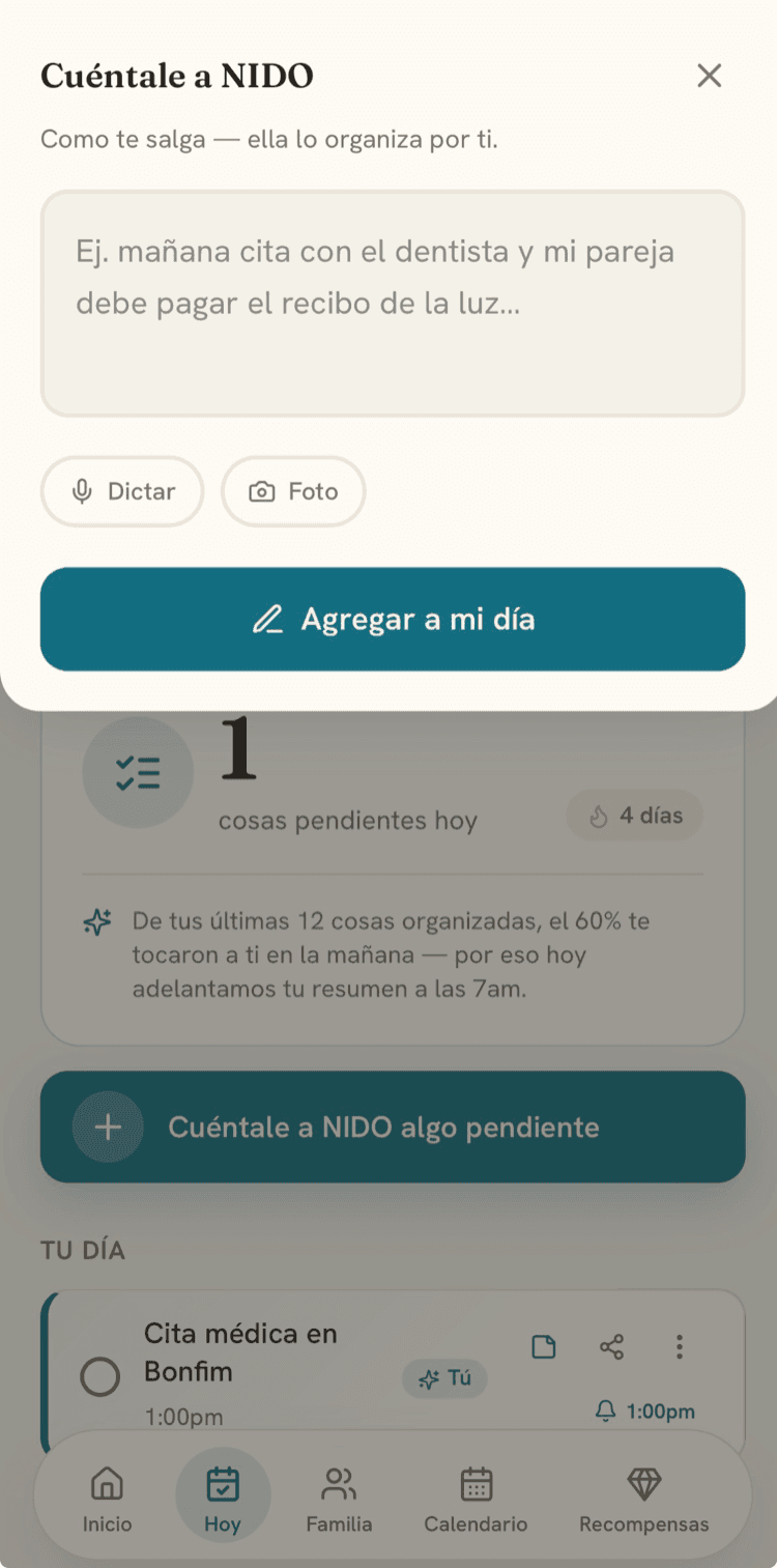 Le cuentas a NIDO lo que tienes en la cabeza