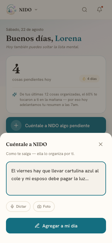 Lorena le cuenta a NIDO lo que tiene en la cabeza